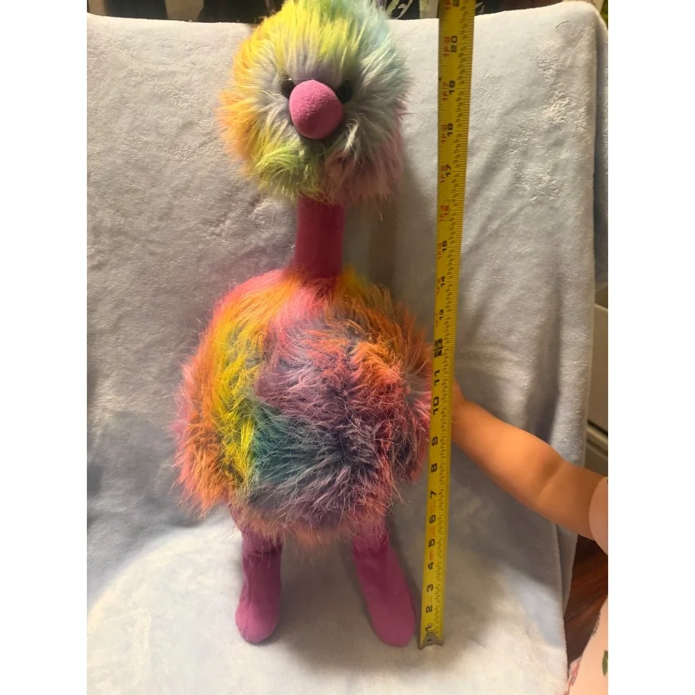 Jellycat London Rainbow Ostrich Plush Stuffed Animal Pink Bird Fluffy 20